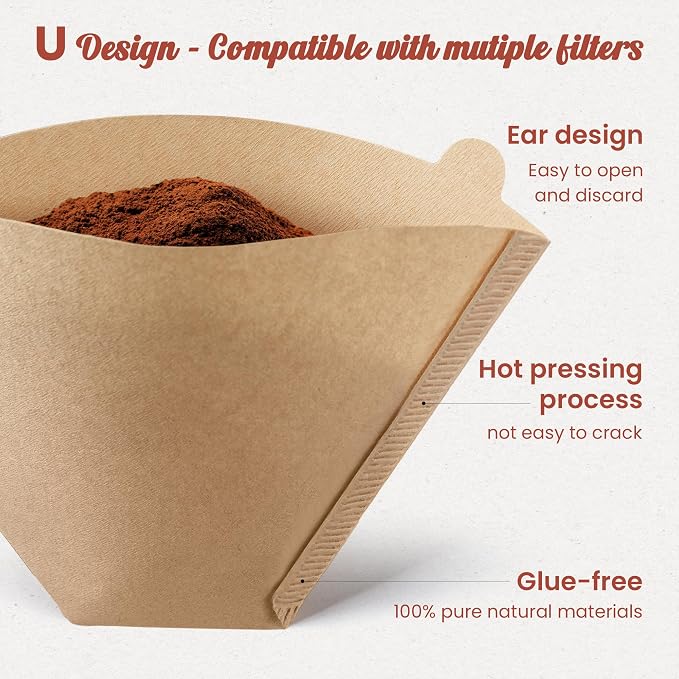 Metflavor #4 Cone Coffee Filters, Unbleached Coffee Filters 8-12 Cup, 100 Count with 2 Individual Packs for Easy Storage, Compatible with Ninja Pour Over Coffee Dripper, No Leak, Tear-Resistant