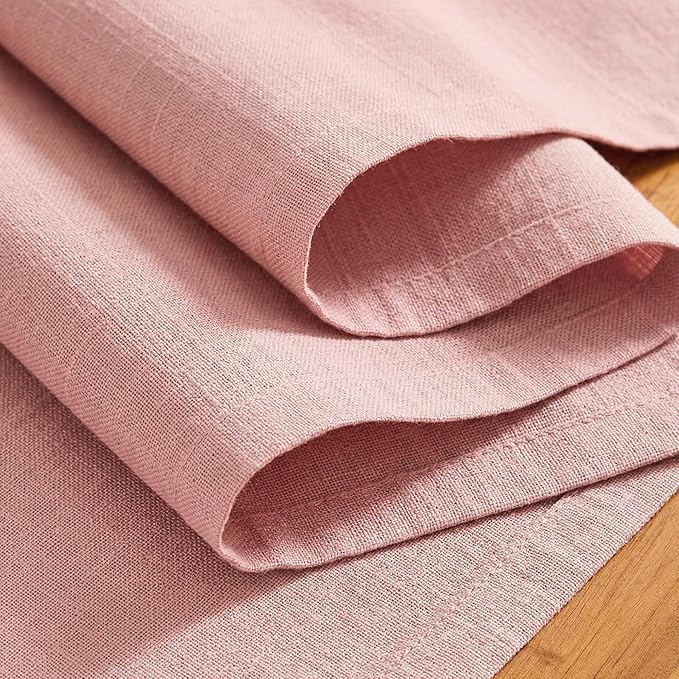 Solino Home Linen Table Runner 120 Inches Long - 100% Pure Linen Misty Pink Table Runner 14 x 120 Inch for Spring, Summer - Diana Medium Weight