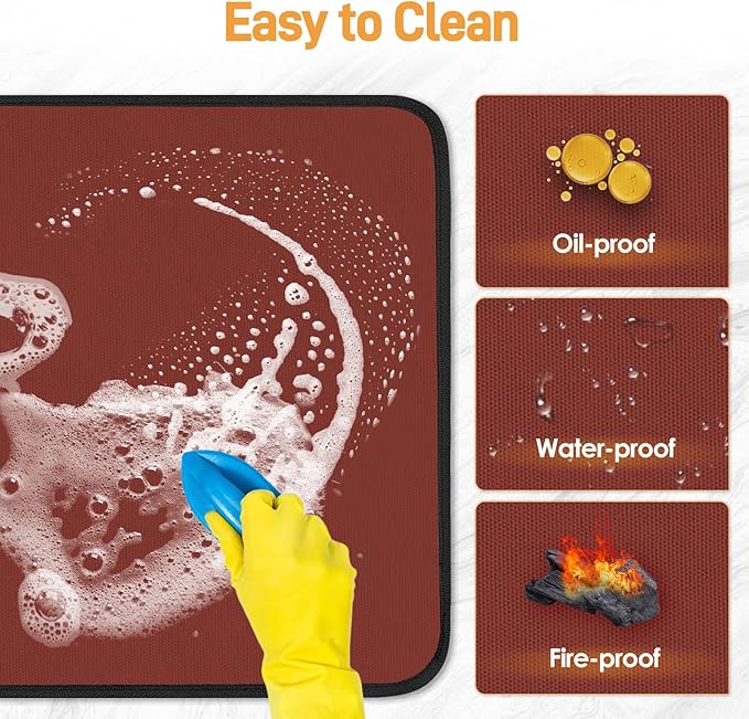 Heat Resistant Mat for Air Fryer, 16 x 20in Heat Resistant Mat for Countertop, Fireproof Silicone Countertop Protector Appliance Slider for Air Fryer, Coffee Maker, Toaster, Oven (Red)