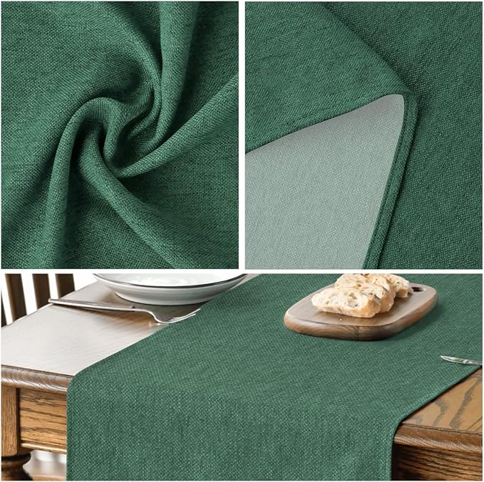 Artoid Mode Forest Green Table Runner, Seasonal Christmas Spring Washable Kitchen Dining Table Decoration for Home Party Decor 13x60 Inch
