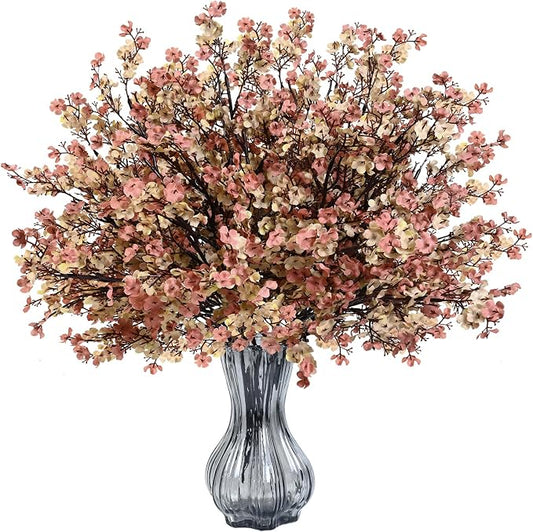 Waipfaru 6Pcs Fake Flowers Babys Breath Silk Artificial Flowers Gypsophila Bouquets Bulk Real Touch Fall Stems for Home Boho Living Room Bedroom Decor DIY Floral Arrangement, Beige Brown
