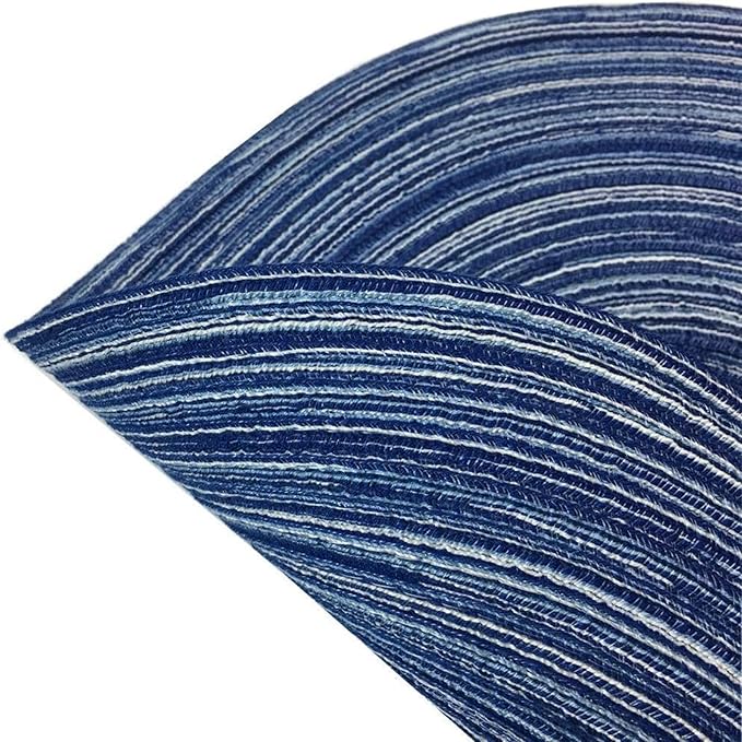 WAZAIGUR Red-A，Placemats,Round Placemats for Dining Table Set of 6 Woven Heat Resistant Non-Slip Kitchen Table Mats Diameter 14 inch(Blue)