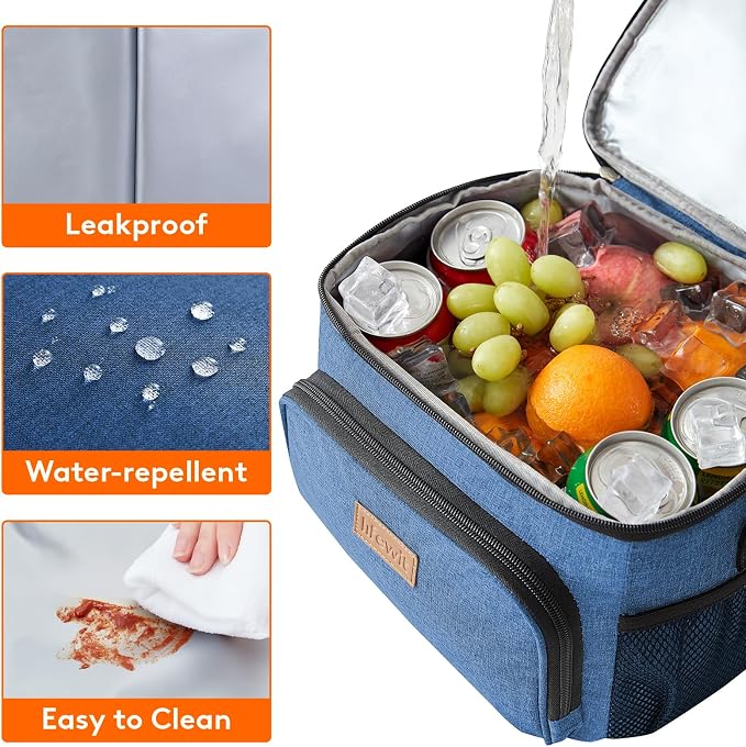 Lifewit Reusable Insulated Lunch Bag, Portable Cooler Freezable Soft Lunchbox Leakproof with Adjustable Shoulder Strap for Men Women Adult for Work Picnic or Travel, 15L 24 Can, Blue