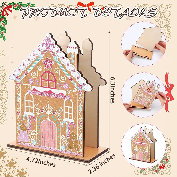 Namalu Christmas Napkin Holder for Tables Gingerbread House Napkin Holder Wooden Xmas Cute Cocktail Tissue Dispenser Wood Farmhouse Modern Tissue Dispenser for Storage