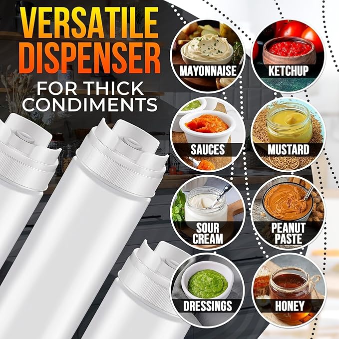 Set of 3 Inverted Condiment Squeeze Bottles 16 oz – Leakproof Clear Sauce Bottles Squeeze with Self-Closing Valve and Sealing Gaskets – Easy-Fill for Ketchup, Mustard, BBQ, Dressings | Kitchen Use