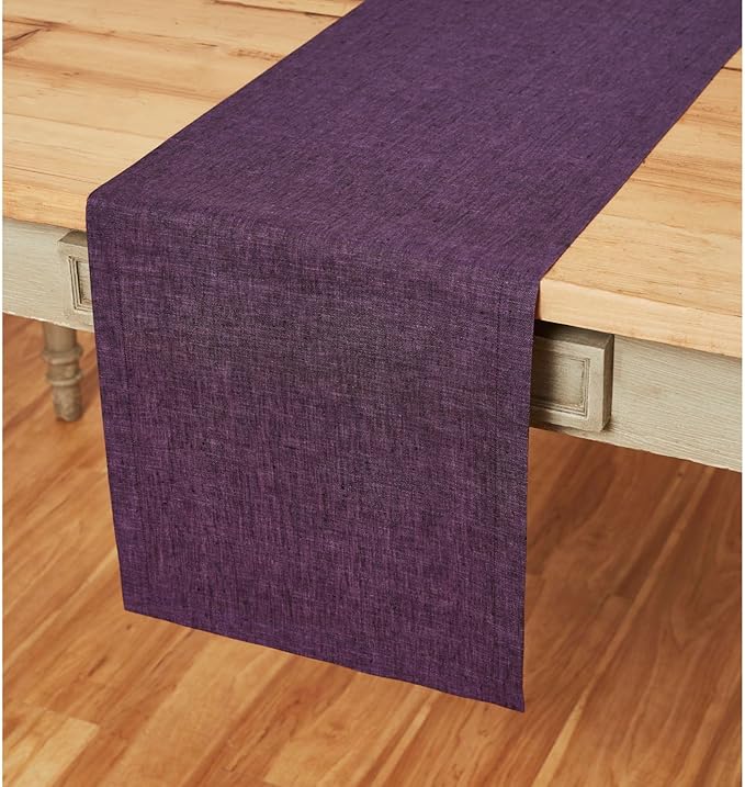Solino Home Linen Table Runner 120 Inches Long - Athena, 100% Pure Linen Grape 14 x 120 Inch Table Runner for Dining, Spring, Summer