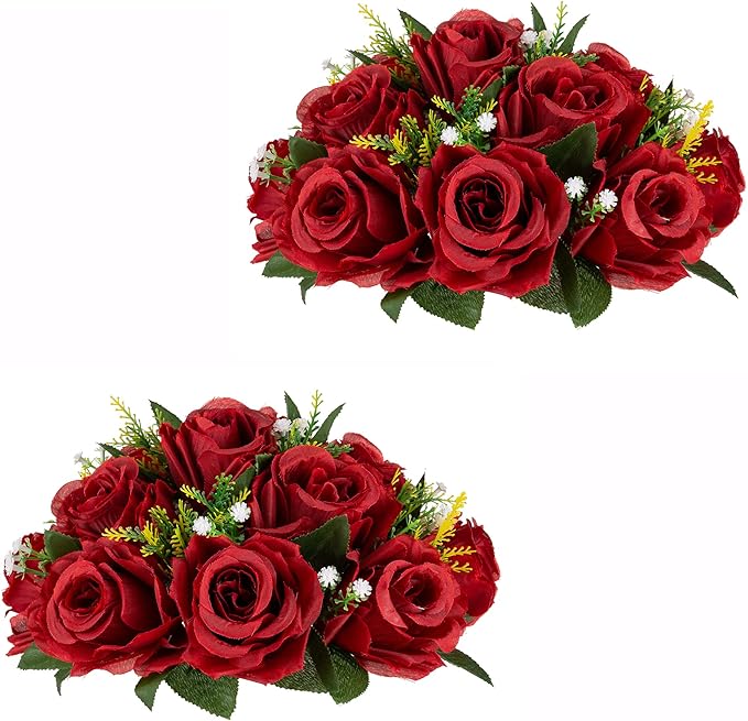 Flower Centerpieces for Wedding Tables: Wedding Table Decorations Crimson Flower Balls Centerpieces for Engagement Cerebration Party Center Pieces 2 Packs