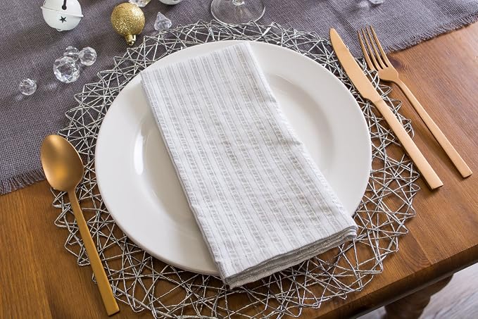 DII Woven Paper Tabletop Collection Holiday or Event Décor, Round Placemat Set, 15" Dia, Silver, 6, Piece