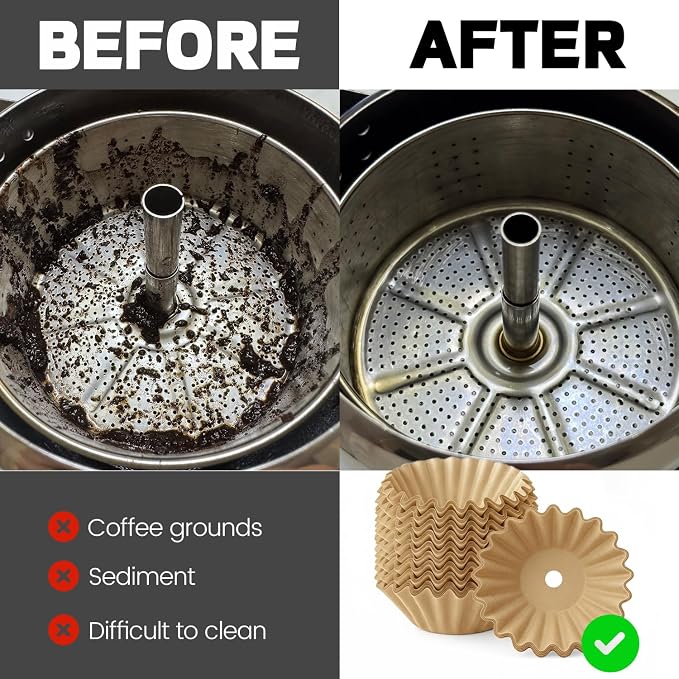 MIMORE Coffee Filters - 150 PCS Percolator Coffee Filters for Farberware 4 Cup, Presto 6 Cup, Coletti 6 Cup, Elite Gourmet EC140 - Disposable Basket Coffee Filter Unbleached