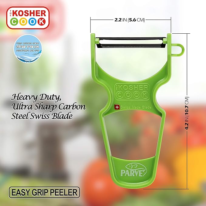 The Kosher Cook Y Vegetable Peeler - Heavy Duty, Ultra Sharp Stainless Steel Blade - Swiss Peeler - Ergonomic Plastic Handle - Color Coded Kitchen Tools - Green