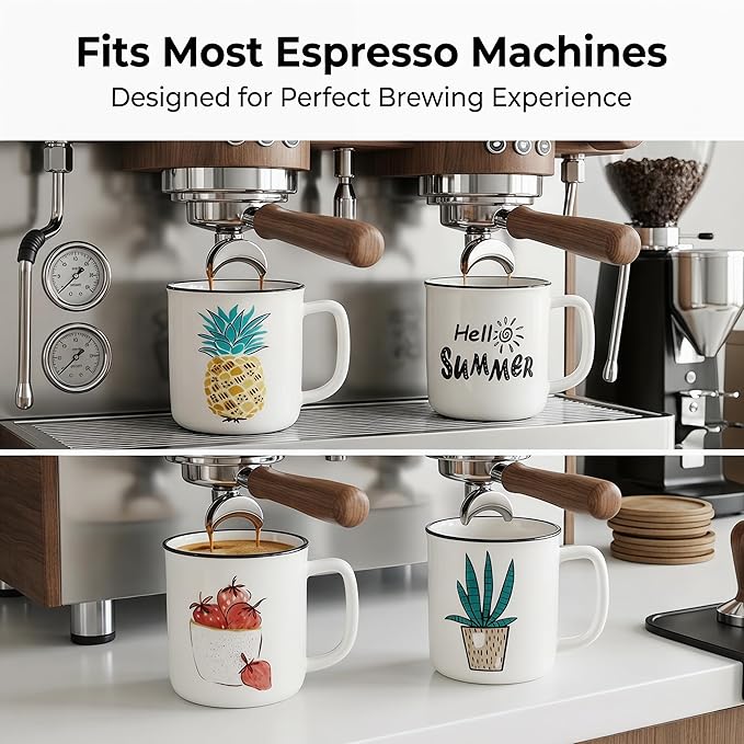 Topadorn 4 Pack 4oz Ceramic Espresso Cups Set, Small Coffee Mugs with Handle, Lead-Free Dishwasher & Microwave Safe Demitasse Cups for Coffee Lovers