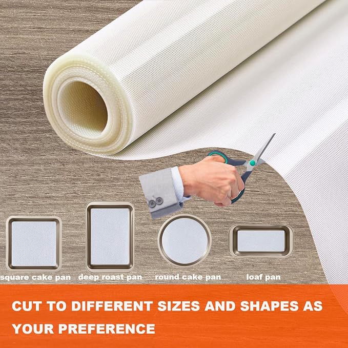 Silicone Baking Mat Roll, Cut to Size Silicone Mat, Non-slip Silicone Pastry Mat, Non-Stick Reusable Air Fryer Liner, Counter Mat, Oven Liner, Freeze Dryer Mat - 12IN x 8FT
