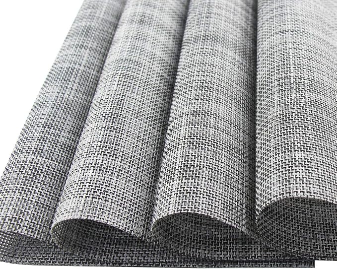 Placemats for Dining Table Mats Set of 6 Washable Easy to Clean PVC Placemat (placemats Set of 6, Smoky Gray)