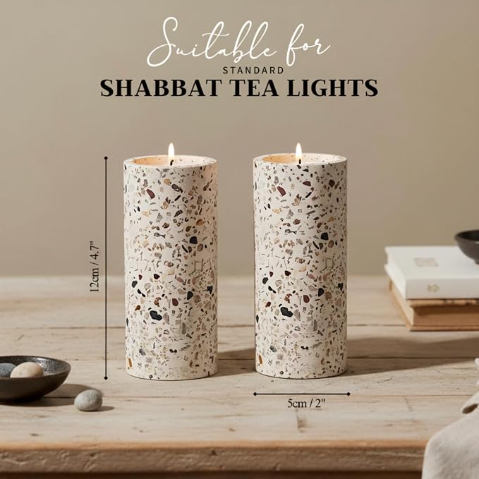 Suri Shabbat Candle Holder – Elegant Jewish Candlesticks for Shabbat & Holiday Lighting, Modern Metal Design, Decorative Candle Holders for Home & Gift Use (Pink)