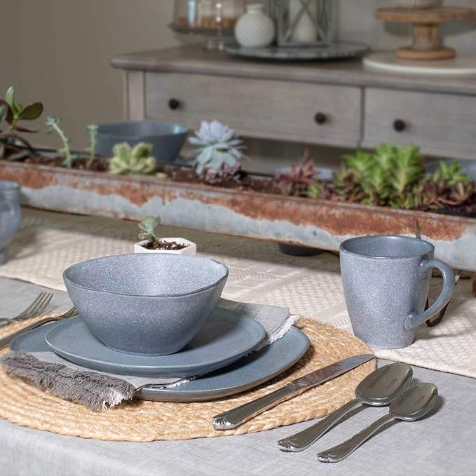 Elanze Designs Sophisticated Modern Chic Smooth Ceramic Stoneware Dinnerware Mugs Cups Set of 4 - Slate Grey