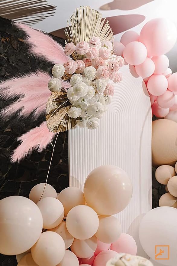 ZIFTY 7-Pcs 38"/3.1FT Pink Pampas Grass Large Tall Fluffy Artificial Fake Flower Boho Decor Bulrush Reed Grass for for Bedroom Decor Vase Filler Farmhouse Home Wedding(Pink)