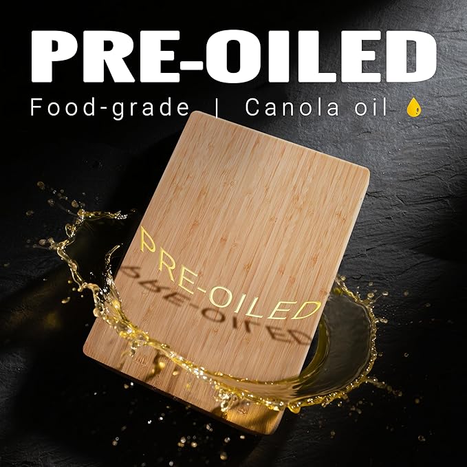 Large Bamboo Cutting Board with Handle – TRULY Non Toxic Glue Free 0.8" Thick Wood Chopping Serving, Pre-Oiled, Kitchen Essential Gift 15.7"x11"/ 40x29cm - Dishwasher Safe [New 2026 Upgrade]