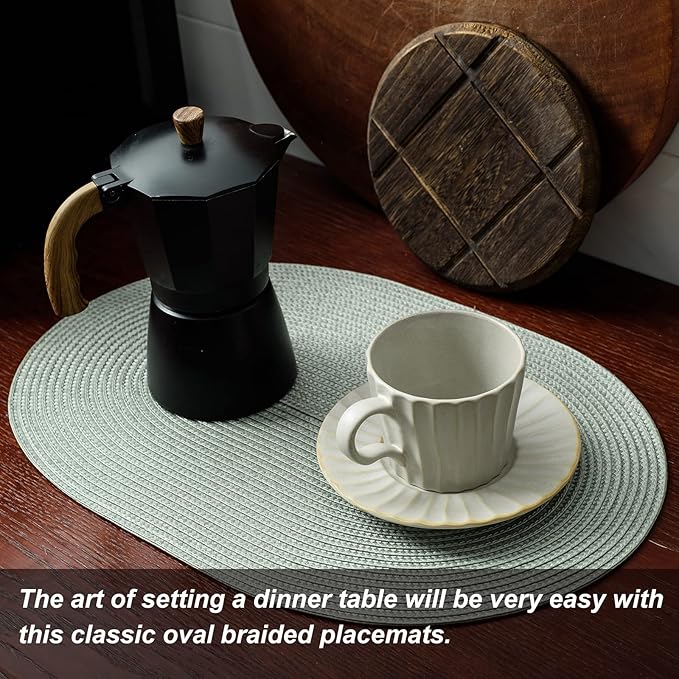 AHHFSMEI Placemats Set of 4 for Dining Table Washable Woven Non-Slip 18x12 inches Placemat Heat-Resistant Durable Table Mats for Dining Table Easy to Clean (Sage Green, 4)