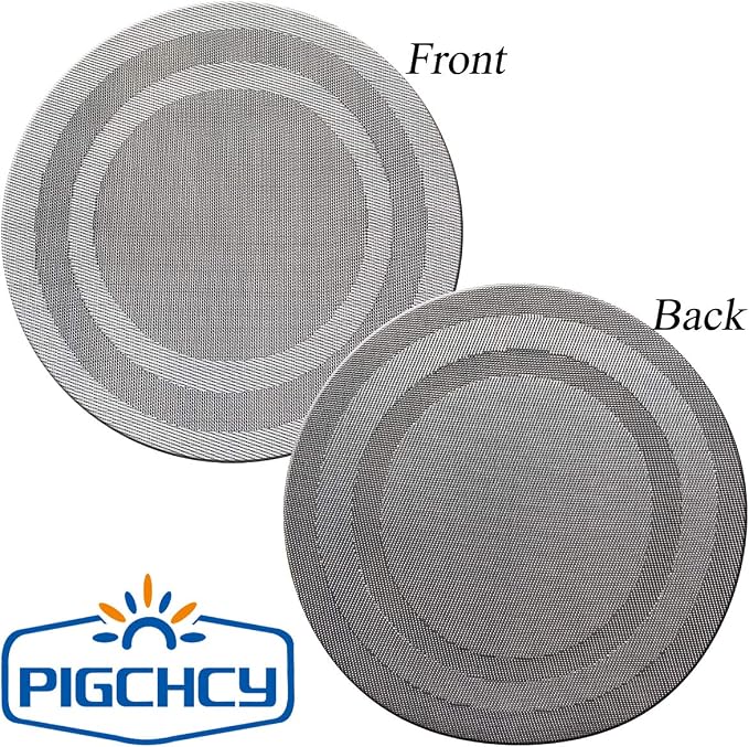 PIGCHCY Round Placemat Set of 8 Vinyl Washable Kitchen 15 inch Table Placemats for Wedding Holiday Party (Deep Silver)