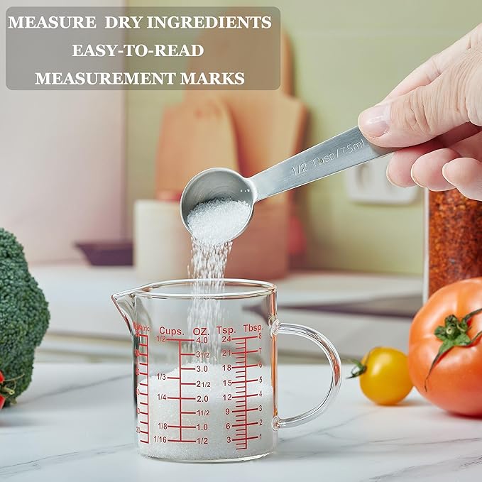 Ackers BORO3.3 Measure Glass -[Insulated handle | V-Shaped Spout]-Made of High Borosilicate Glass Measuring for Kitchen or Restaurant, Easy to Read, 120 ML (4 Oz)