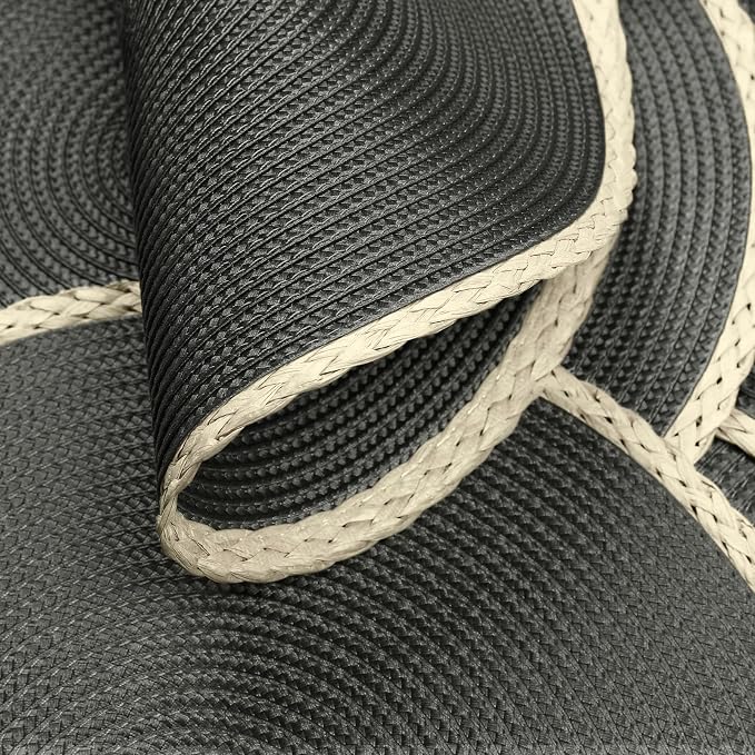 Noctiflorous Braided Round Placemats Set of 6, 15 Inch Woven Table Mats, Non-Slip Washable Thin Edge Place Mats for Kitchen Dining Table Decor (Dark Gray, 6)