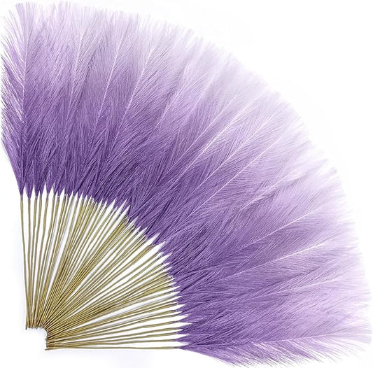 TORONTOKYO ORONTOKYO Gradient Purple Pampas Grass Decor, 50Pcs 21.6 inch Artificial Faux Pompas Grass Small Fluffy Arrangement for Wedding Boho Home Decor Vase Filler