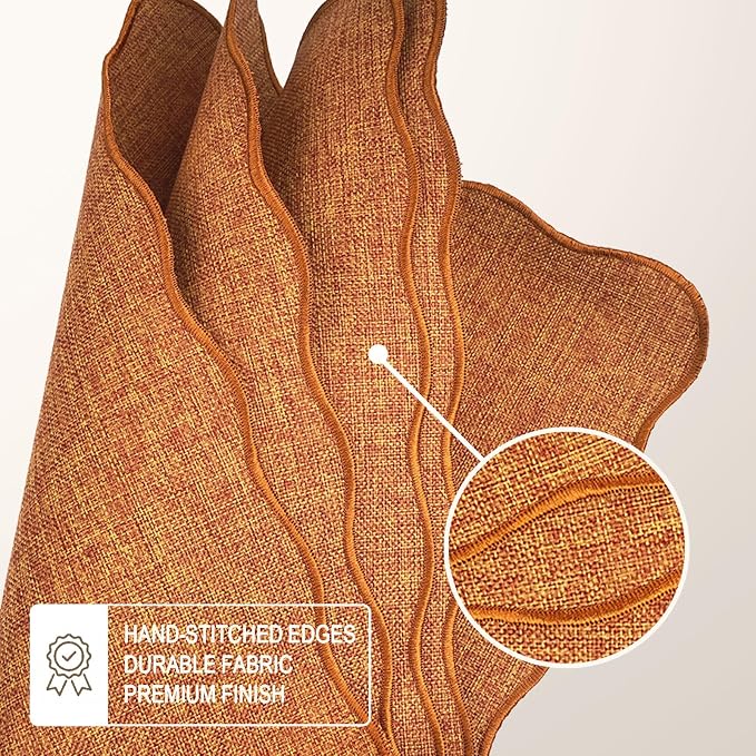 AHHFSMEI Faux Linen Placemats Set of 4 Heat Resistant Non-Slip Stain Proof Table Mats for Kitchen Dining Elegant Decor Place Mats (Orange 4)