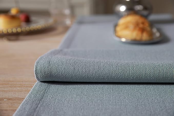 ZeeMart Burlap Style Farmhouse Table Runners 72 Inches Long, Dusty Blue Rustic Woven Dining Table Runner for Everyday Use, 14x72 Inches, Light Dusty Blue