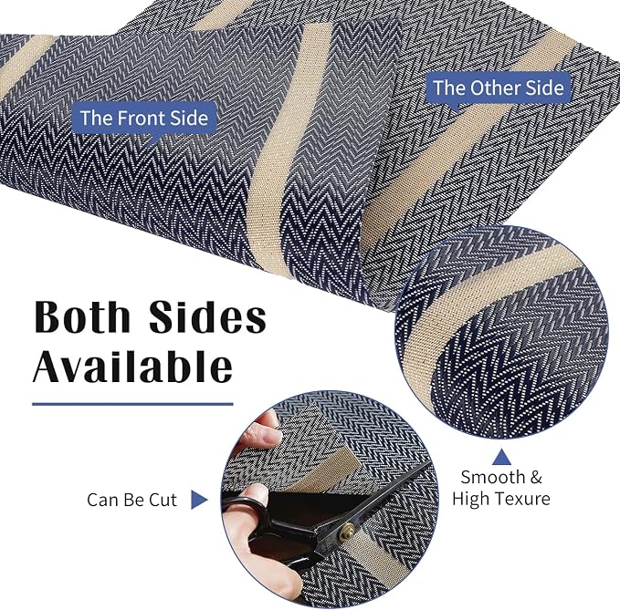 FAVE Placemats Set of 6 Blue Placemats Woven with Golden Threads Durable and Wipeable Vinyl Placemat Heat Resistant Table Mats Set of 6 High Texture Place Mats for Kitchen Table（Blue placemat）