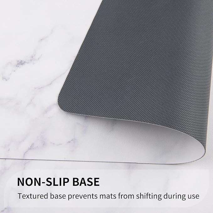 QIYI Placemats Set of 4, 12x18 Inch Faux Leather Place Mats for Kitchen Dinning, Heat Resistant Anti Slip Table Mats, Waterproof Wipeable Washable Placemat Party Table Décor, White Marble