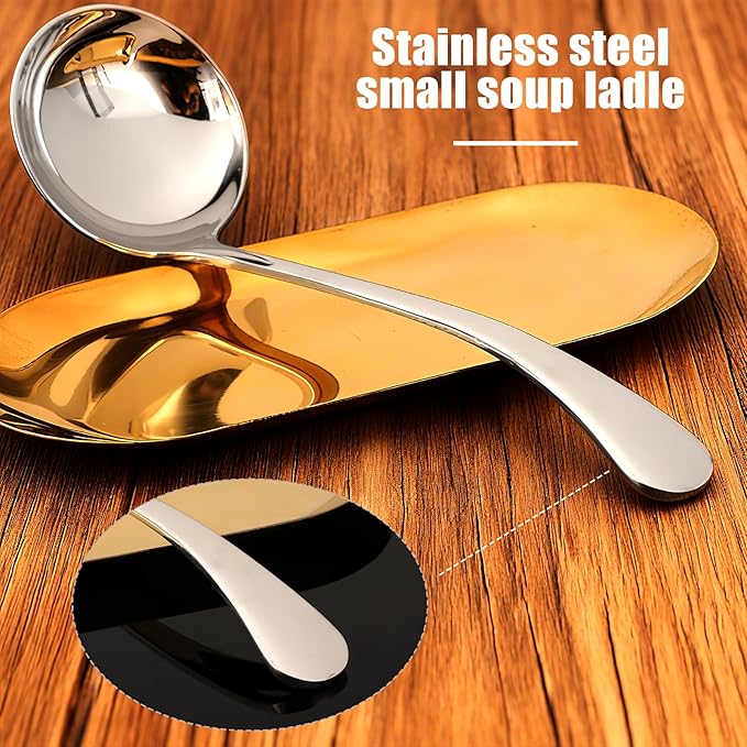 7.9'' Gravy Ladle Stainless Steel Silver Small Ladle Sauce Soup Ladles Mirror Polished Kitchen Utensil for Spooning Gravy Sauce Soup
