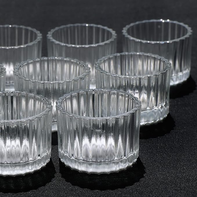VOHO Tealight Candle Holder Set of 24, Glass Tea Lights Candle Holder for Birthday Decorations, Crystal Clear Candle Holders for Table Centerpiece(2 in x 1.4 in, Clear)