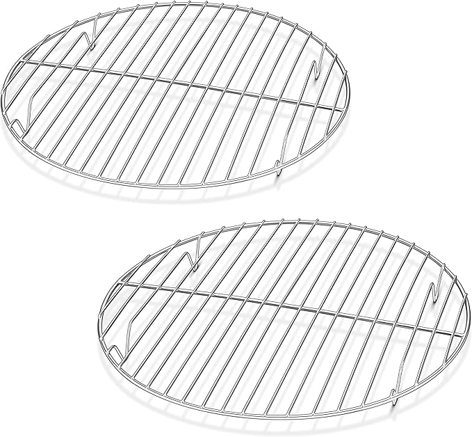 Herogo Round Cooling Cooking Rack Set of 2, 10.6 Inch Stainless Steel Large Grilling Steaming Baking Rack for Oven Pot Pressure Cooker Canning, Rust Free, Dishwasher Safe