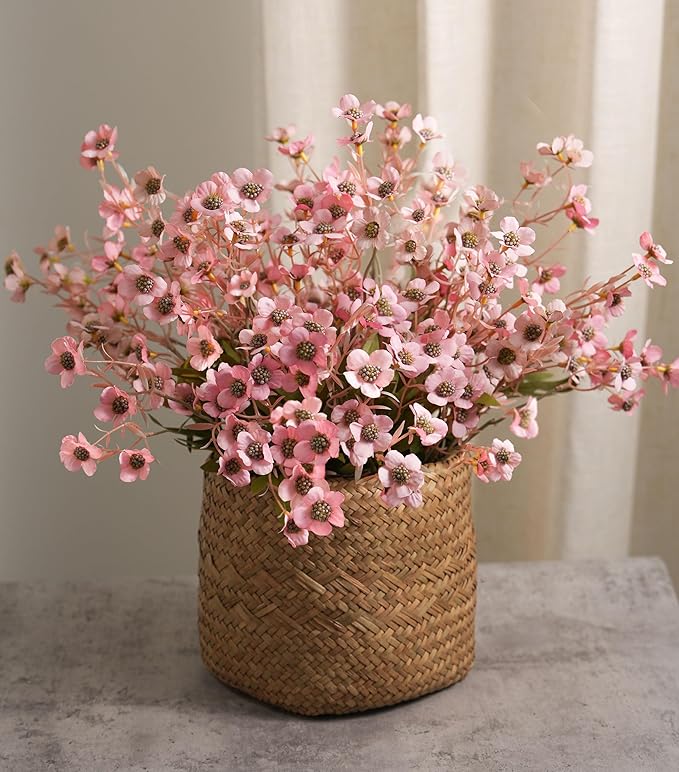 florisso Artificial Wild Flowers Indoor, 12 Pcs Long Stems Fake Flowers Pink Silk Faux Flowers for Vase Filler Table Centerpiece Floral Arrangement Home Decor, Pink