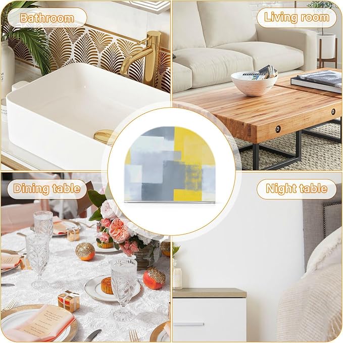 Grey and Yellow Abstract Art Painting Napkin Holder for Tables Paper Cocktail Napkin Holders for Kitchen and Dinning, Acrylic Dinner Napkin Dispenser for Restaurant Home Decor Bar Accessories 1 Pack