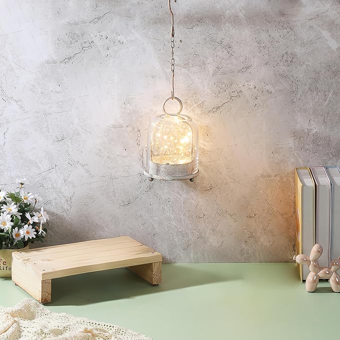 5"x7.5" Versatile Modern Metal Hurricane Lantern with Handmade Sturdy Glass Dome in Vintage White for 3" Pillar Candle & Plants, Industrial, Farmhouse, Shabby Chic