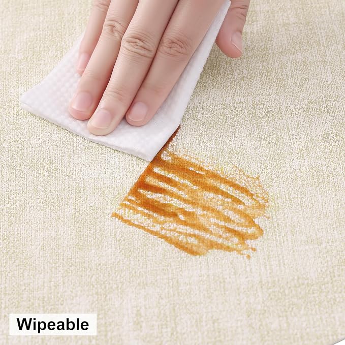 homing Round Faux Leather Placemat and Coaster 6 Packs, Washable Heat Resistant Dining Place Mats, Wipeable Double-Sided Table Mats for Indoor and Outdoor, Diameter 13 and 3.93 inch, Beige