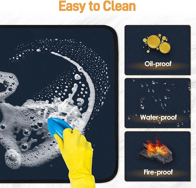 Heat Resistant Mat for Air Fryer, 21 x 24in Heat Resistant Mat for Countertop, Fireproof Silicone Countertop Protector Appliance Slider Hot pod for Air Fryer, Coffee Maker, Toaster, Oven (Blue)