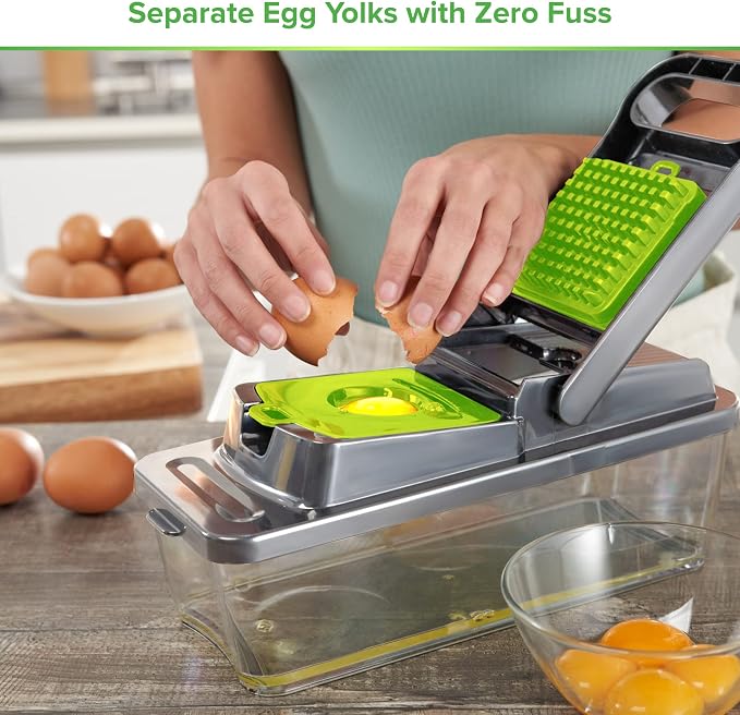 PrepNaturals Vegetable Chopper with Container, Veggie Chopper, Food Chopper & Onion Chopper - Mandoline Slicer for Kitchen (12 in 1, Green)