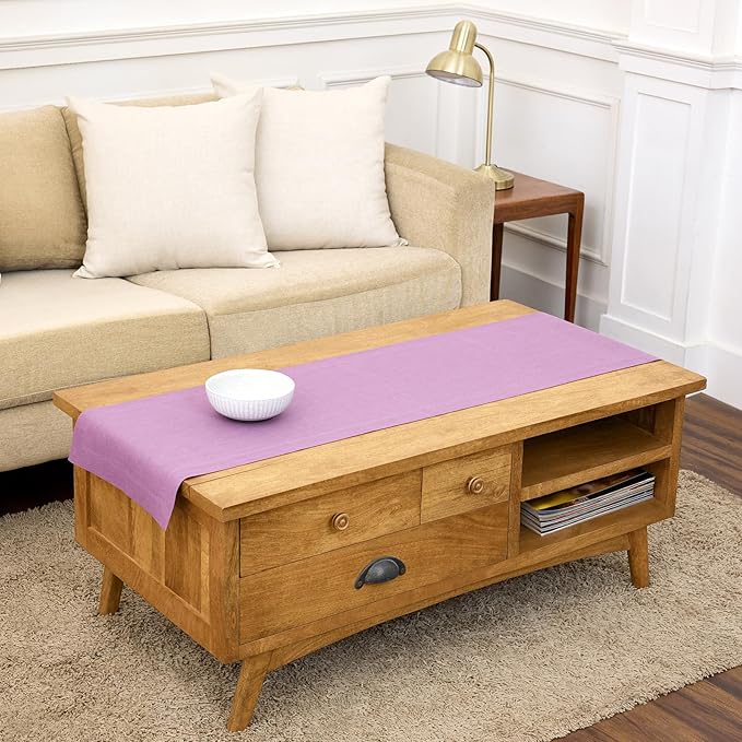 Solino Home Linen Mulberry Table Runner 60 Inches - 100% Pure Linen Farmhouse Short Table Runner 14 x 60 Inch Ideal for Dresser and Coffee Tables, Spring, Summer - Fete