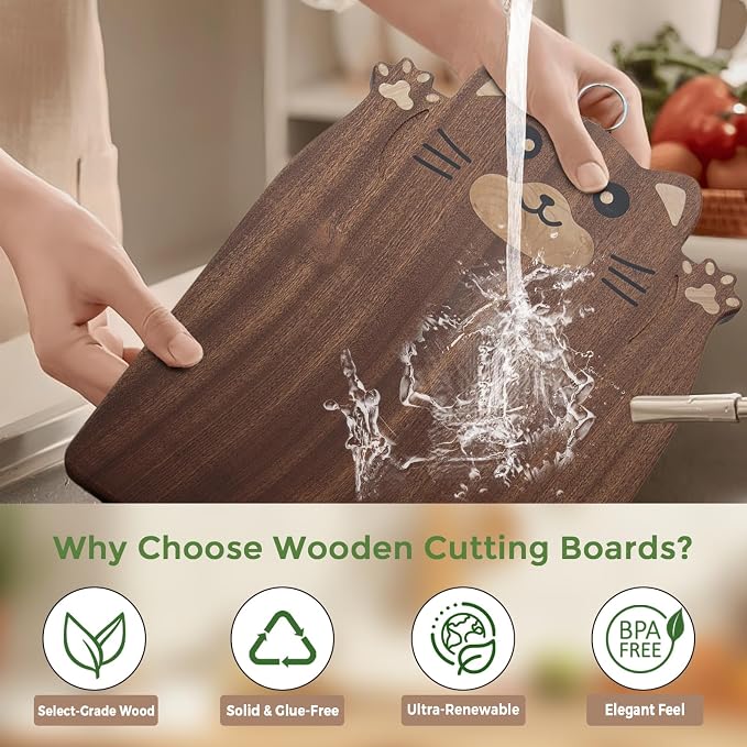 Animal Shaped Cutting Board, Decorative Hardwood Chopping Block for Kitchen Wall Hanging, Wooden (Squirrel, 13"L x 10"W)