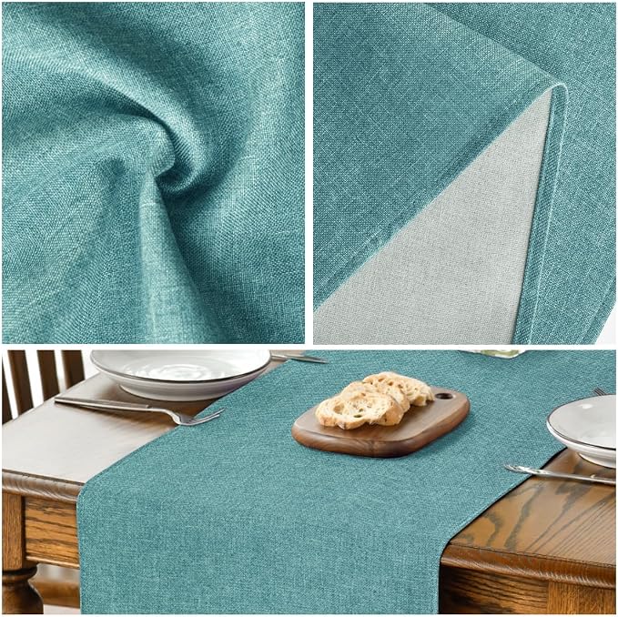 Artoid Mode Turquoise Aqua Table Runner, Seasonal Summer Washable Kitchen Dining Table Decoration for Home Party Decor 13x60 Inch