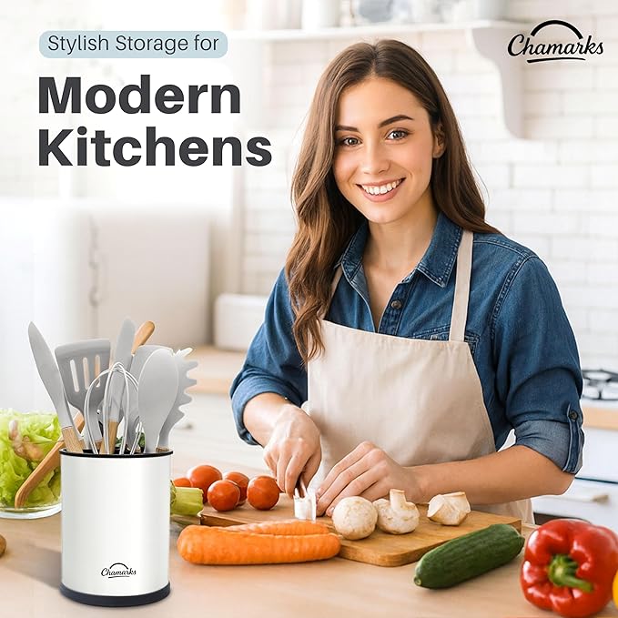 Kitchen Utensil Holder and Countertop Organizer. (White)