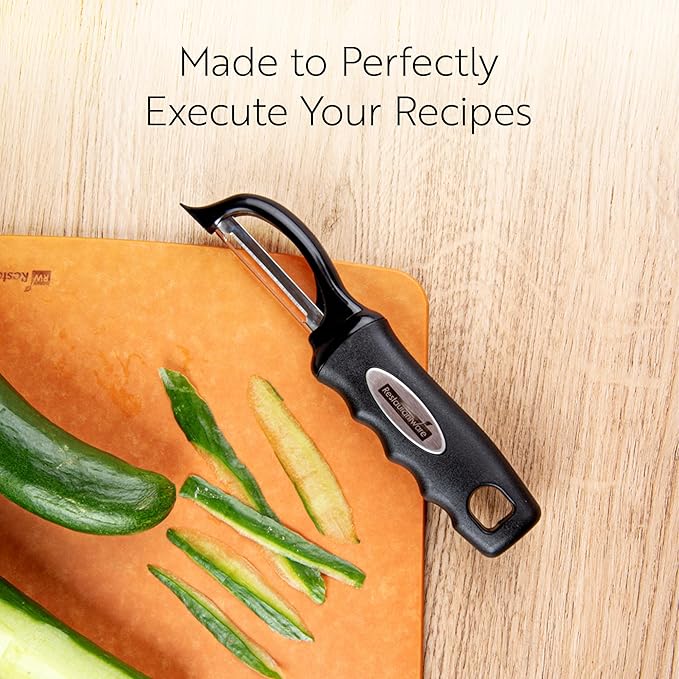 Restaurantware Comfy Grip 7.5 Inch Vegetable Peeler 1 Durable Potato Peeler - Sharp Swivel Blade Ambidextrous Handle Blue Stainless Steel Veggie Peeler Built-In Blemish Remover