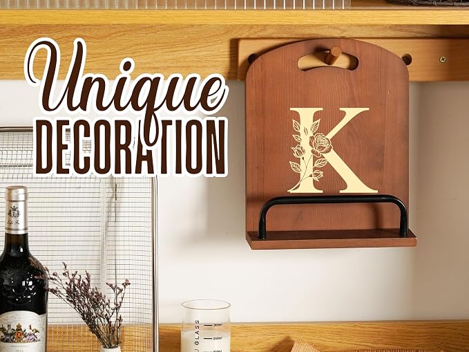 INNObeta Cookbook Stand for Kitchen Counter, Adjustable Tablet Recipe Book Holder, Perfect Gifts for Women, Mom, Grandma on Birthday, Unique Kitchen Decor, Initial K