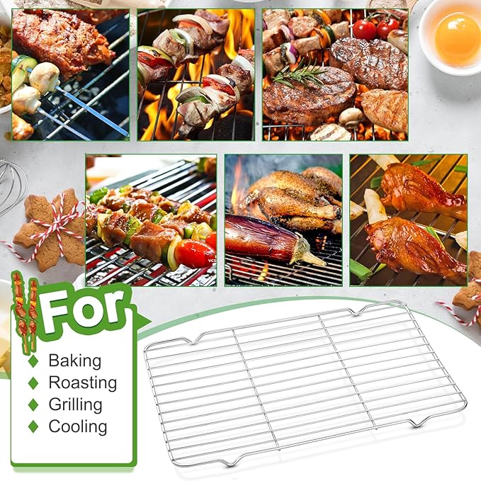 Decymis Cooling Rack and Baking Rack with Stainless Steel, 2 - Pack 10 x 15 Inches Heavy Duty Cooling Racks for Cooking and Baking, Sturdy Cookie Cooling Rack, Easy to Clean Oven & Dishwasher Safe