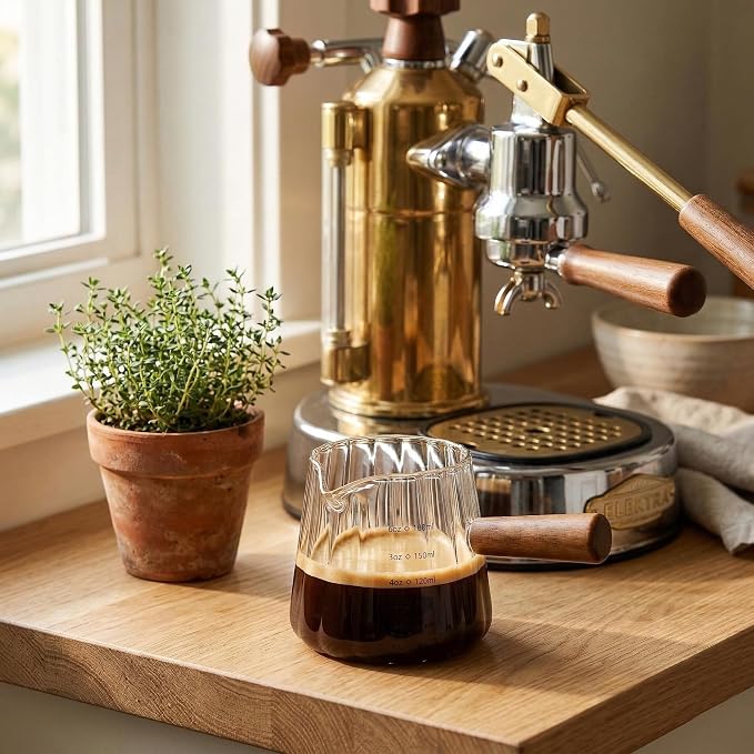2 PCS Espresso Cups, Ohola 6OZ Espresso Shot Cup, Glass Measuring Cups with V-Shaped Spout, Markings in both oz & ml