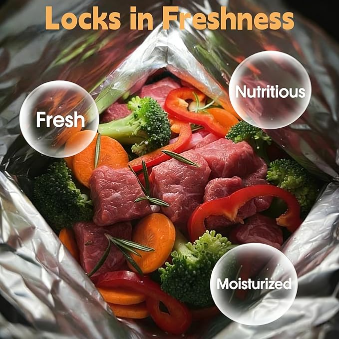35PCS (4 Sizes) Thick Reusable Aluminum Foil Sealable Storage Bags,Stand Up Foil Sealable Bags with Label Zip Lock for Fruits Vegetables Meat Resealable Zipper Pouches for Food (S*10+M*10+L*10+XL*5)