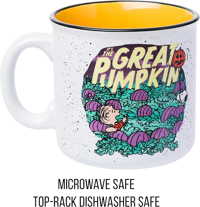 Silver Buffalo Peanuts “It’s the Great Pumpkin” Ceramic Camper Mug Featuring Snoopy and Linus, 20 Ounces