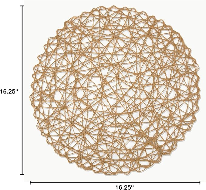 DII Woven Paper Tabletop Collection Holiday or Event Décor, Round Placemat Set, 15" Dia, Taupe, 6, Piece